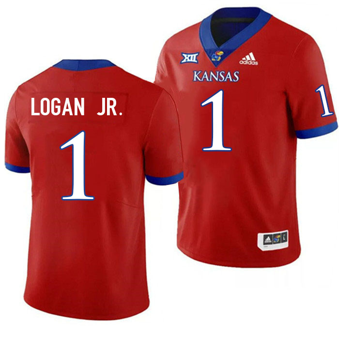 Men #1 Kenny Logan Jr. Kansas Jayhawks College Football Jerseys Stitched Sale-Red - Click Image to Close